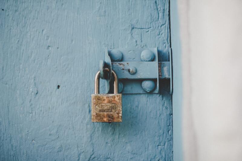 Image of a lock in a blue door
